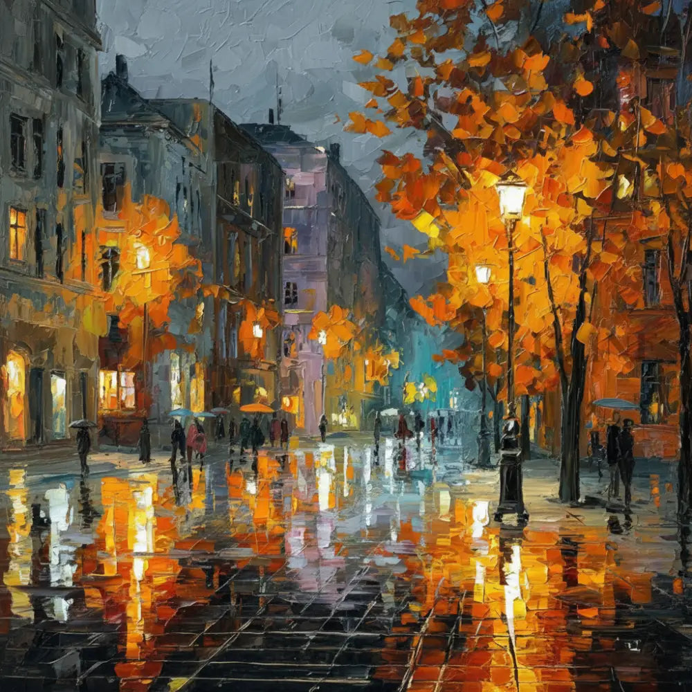Twilight in the Old Town - Hand Painting 
