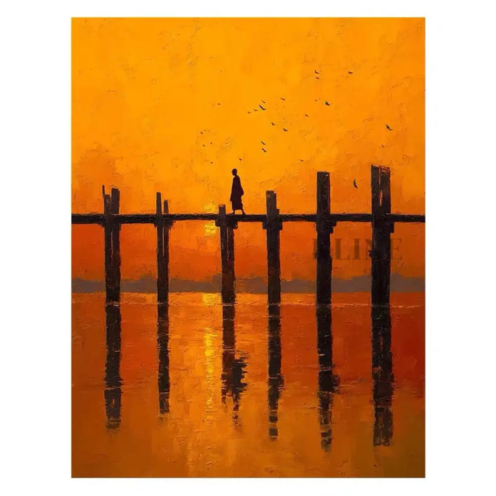 U Bein Bridge at Sunset - Hand Painting Arte de la pared del comedor