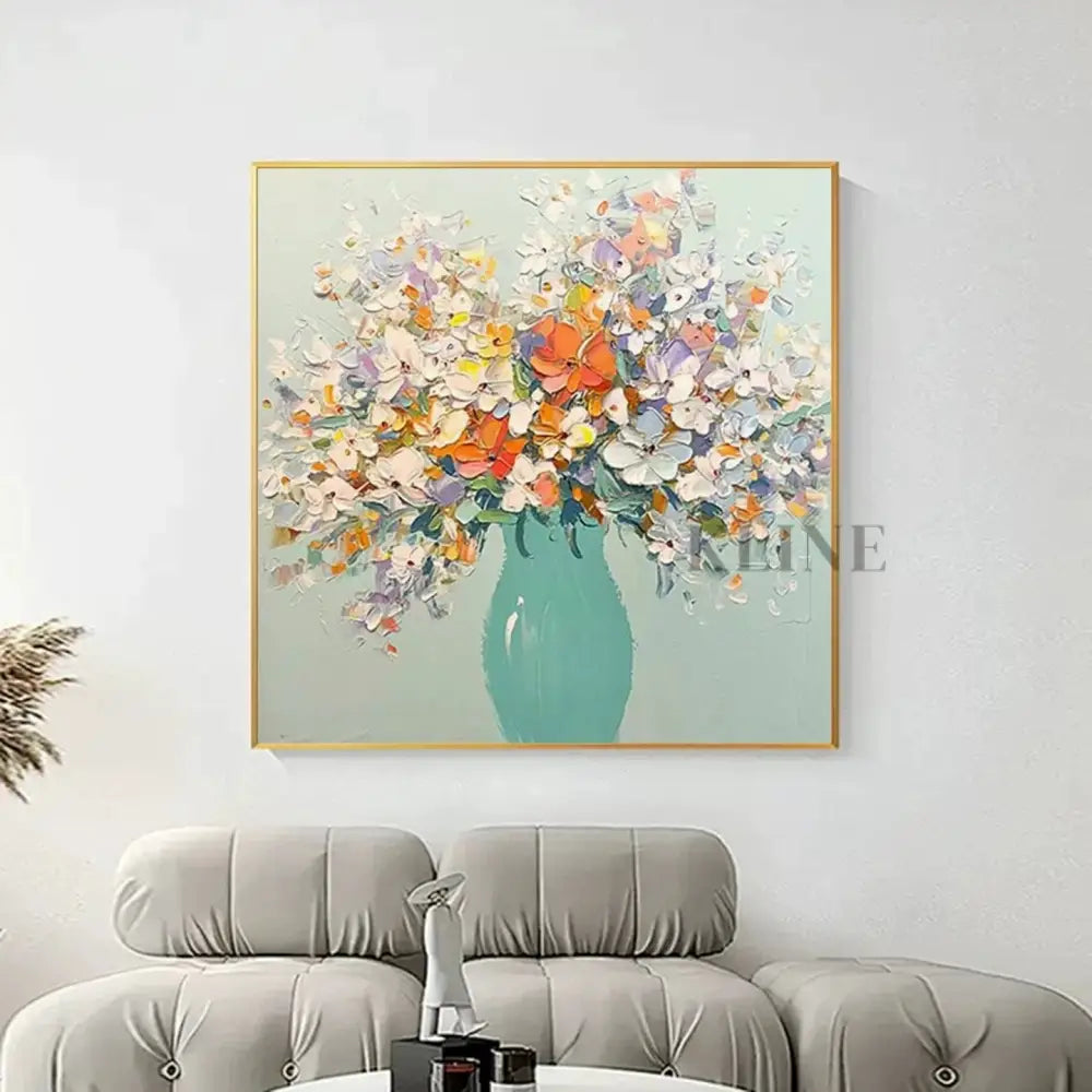 Vase of Blossoms - Hand Painting Art mural de salle à manger