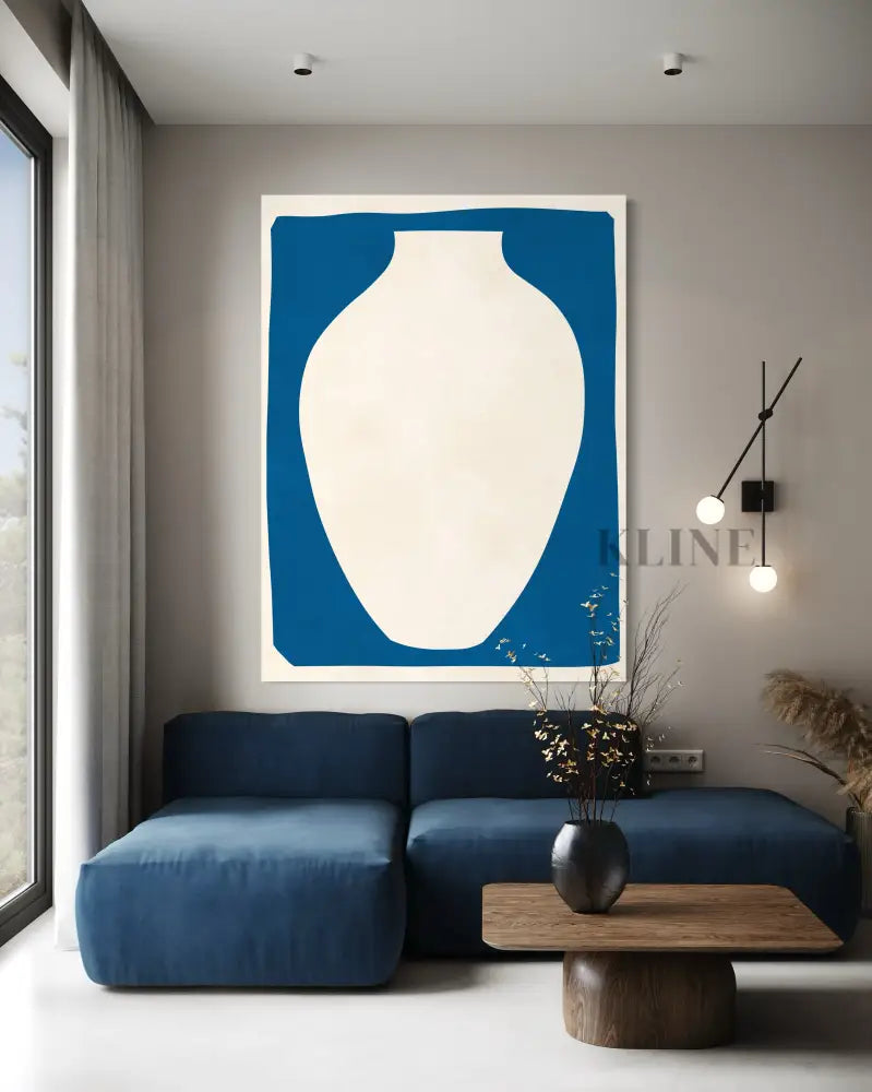 Vase on Blue Background 2 - Hand Painting