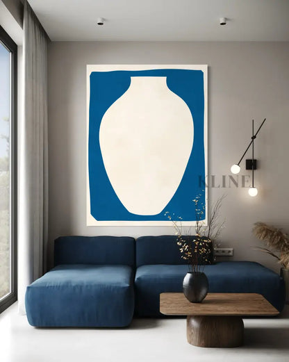 Vase on Blue Background 2 - Hand Painting