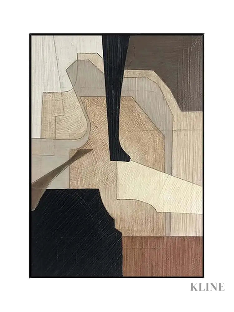 Wabi Sabi Beige Black Wall Art - Hand Painting