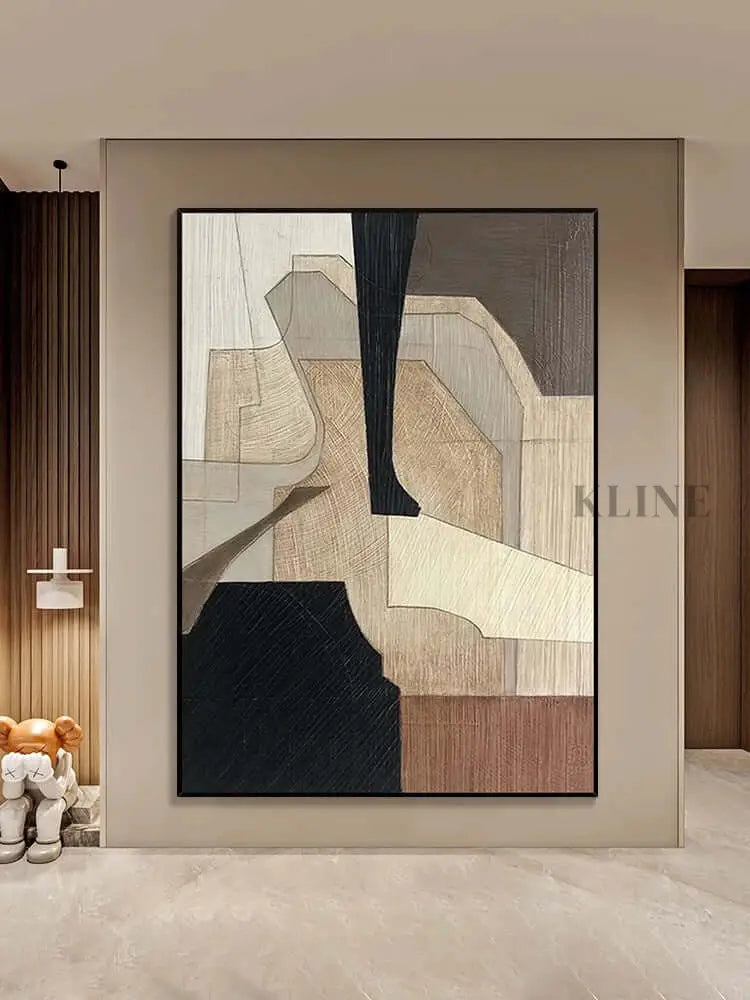 Wabi Sabi Beige Black Wall Art - Hand Painting