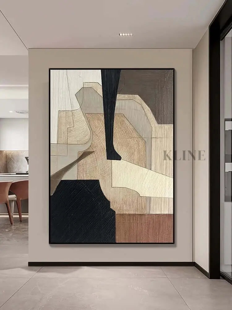 Wabi Sabi Beige Black Wall Art - Hand Painting