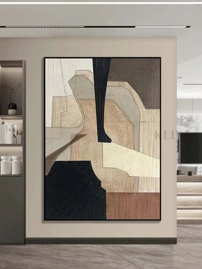 Wabi Sabi Beige Black Wall Art - Hand Painting