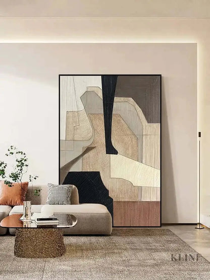 Wabi Sabi Beige Black Wall Art - Hand Painting