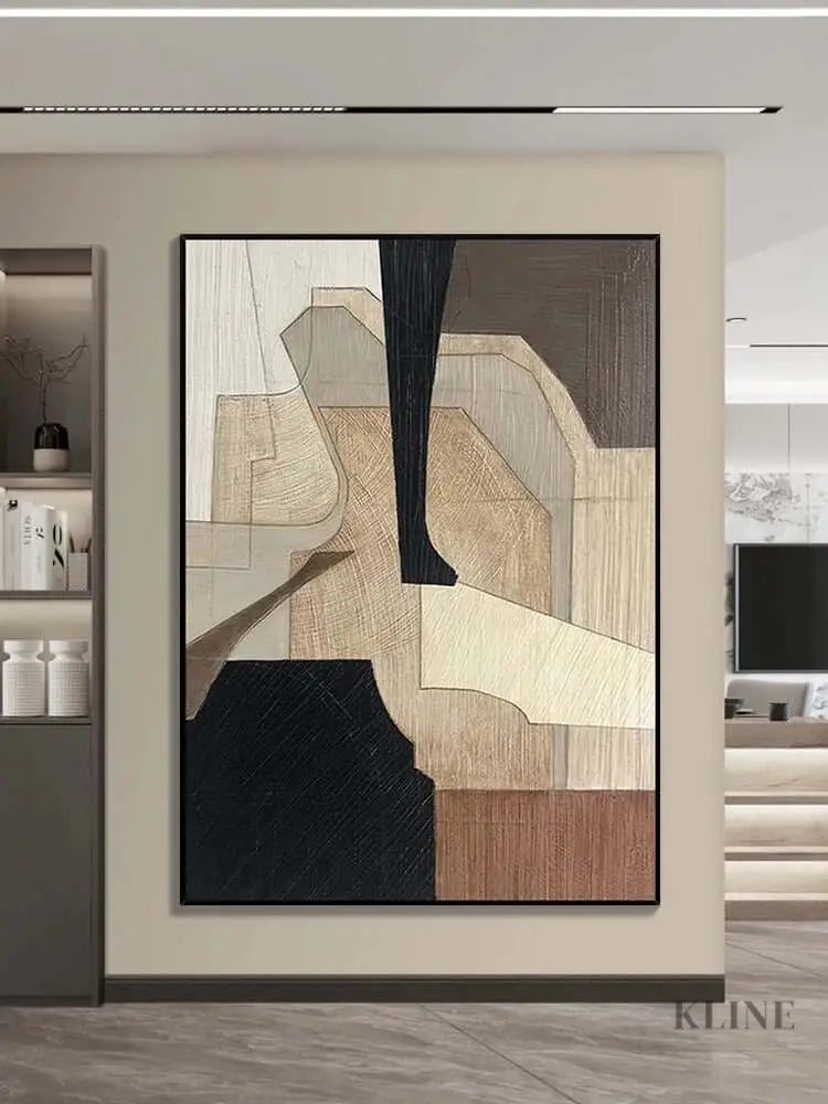 Wabi Sabi Beige Black Wall Art - Hand Painting