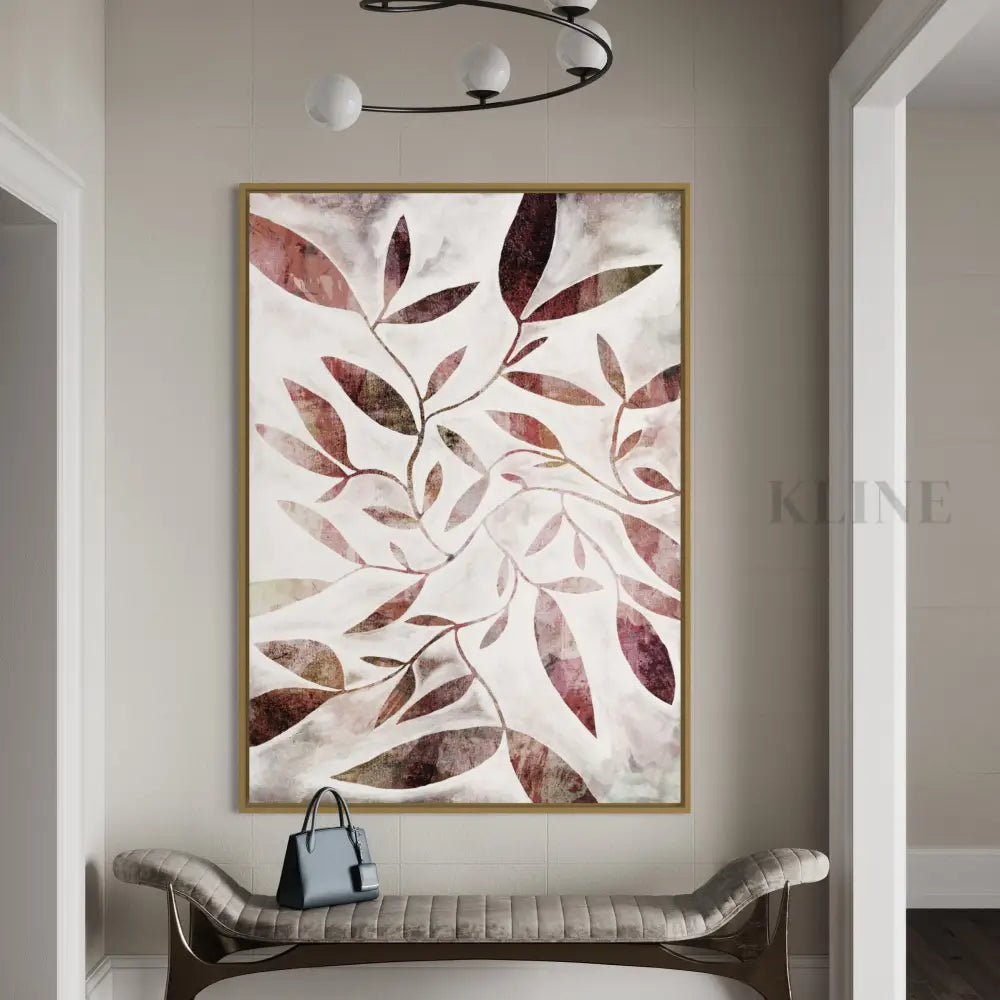 Watercolour Leaves Rust - Hand Painting Pink Wall Art