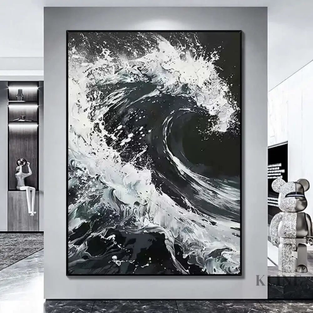 Waves of Grace - Hand Painting Black and White Paintings