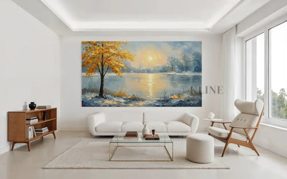 Where Golden Dreams Touch the Lake - Hand Painting