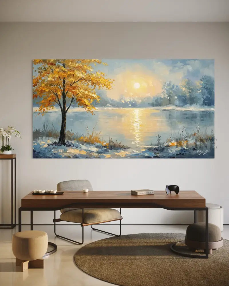 Where Golden Dreams Touch the Lake - Hand Painting 