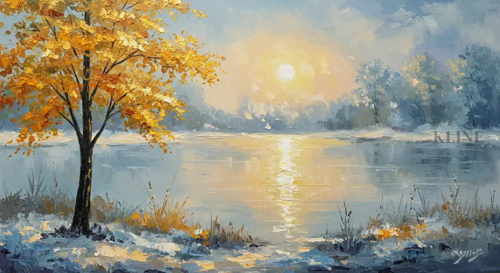Where Golden Dreams Touch the Lake - Hand Painting 