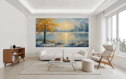 Where Golden Dreams Touch the Lake - Hand Painting