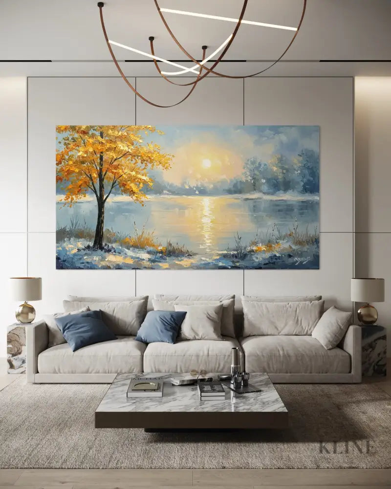 Where Golden Dreams Touch the Lake - Hand Painting