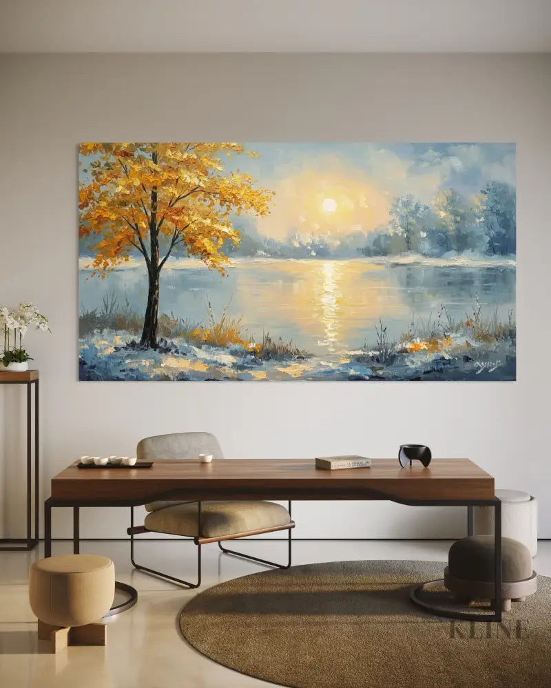 Where Golden Dreams Touch the Lake - Hand Painting