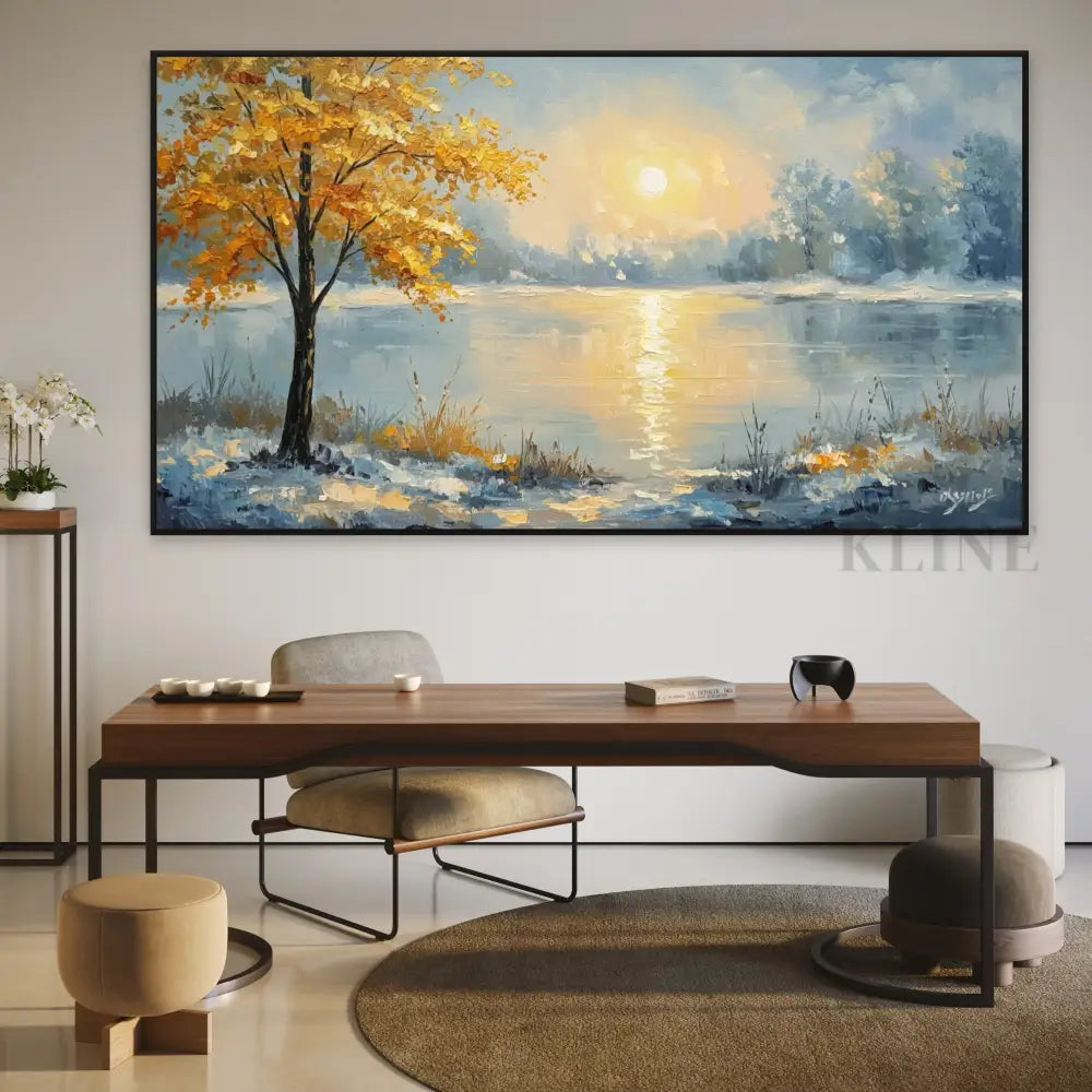Where Golden Dreams Touch the Lake - Hand Painting