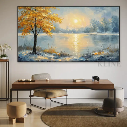 Where Golden Dreams Touch the Lake - Hand Painting