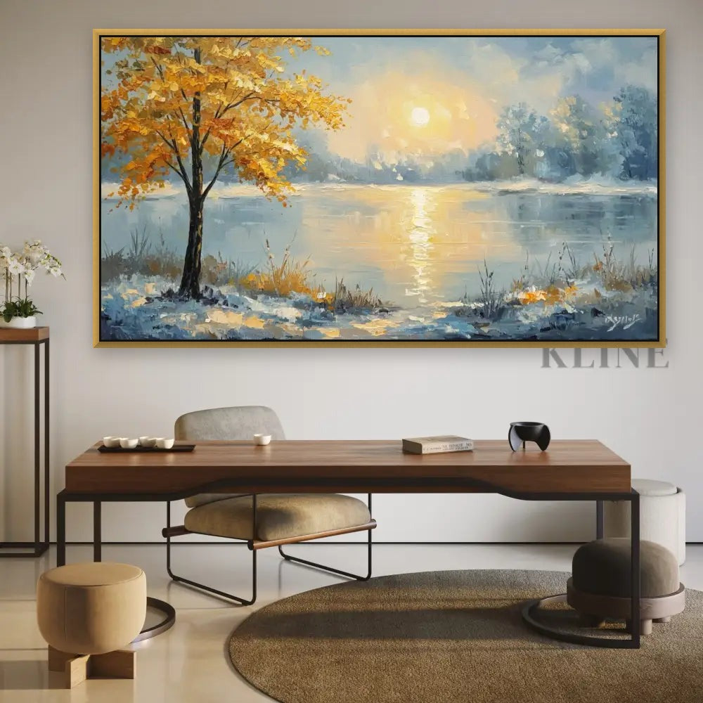 Where Golden Dreams Touch the Lake - Hand Painting