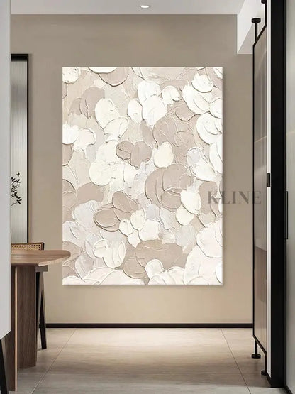 White and Beige Textured Painting - Hand Painting