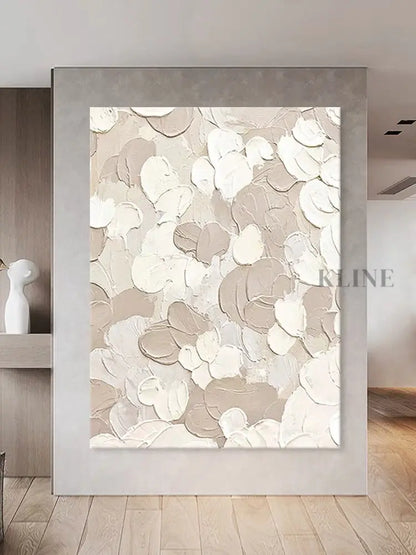 White and Beige Textured Painting - Hand Painting