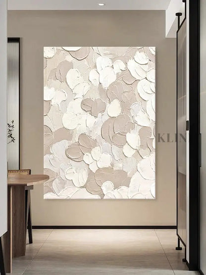 White and Beige Textured Painting - Hand Painting