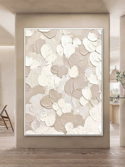 White and Beige Textured Painting - Hand Painting