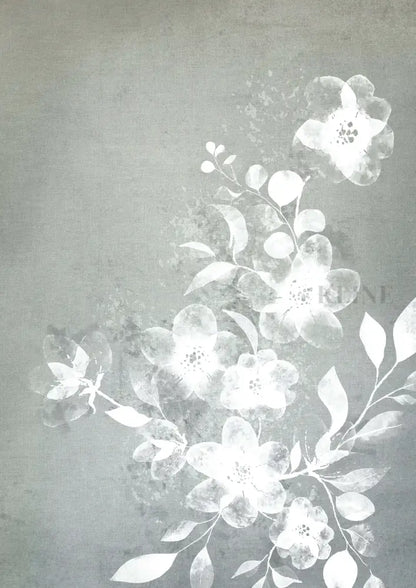 White and Blue Floral - Hand Painting