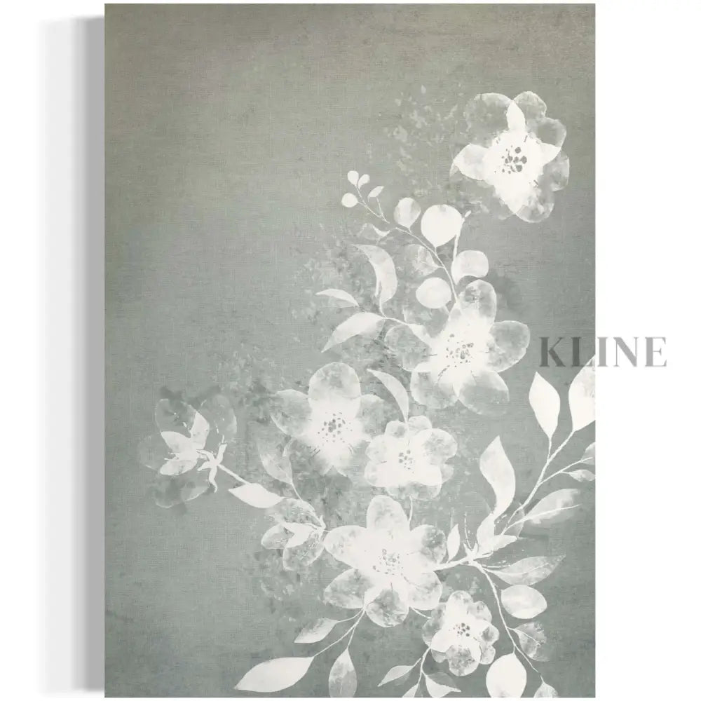White and Blue Floral - Hand Painting Luxury Wall Art
