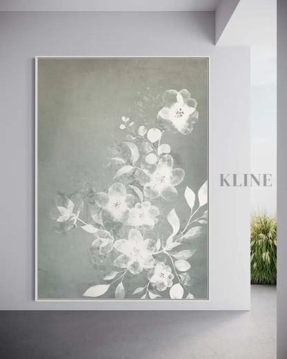 White and Blue Floral - Hand Painting