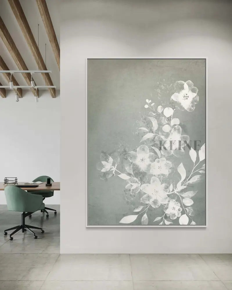 White and Blue Floral - Hand Painting