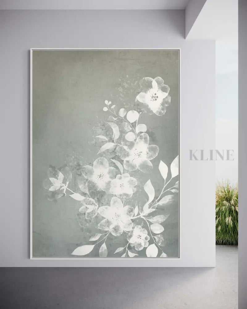 White and Blue Floral - Hand Painting