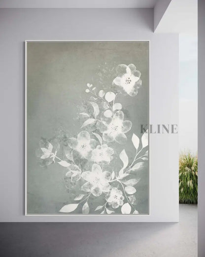 White and Blue Floral - Hand Painting