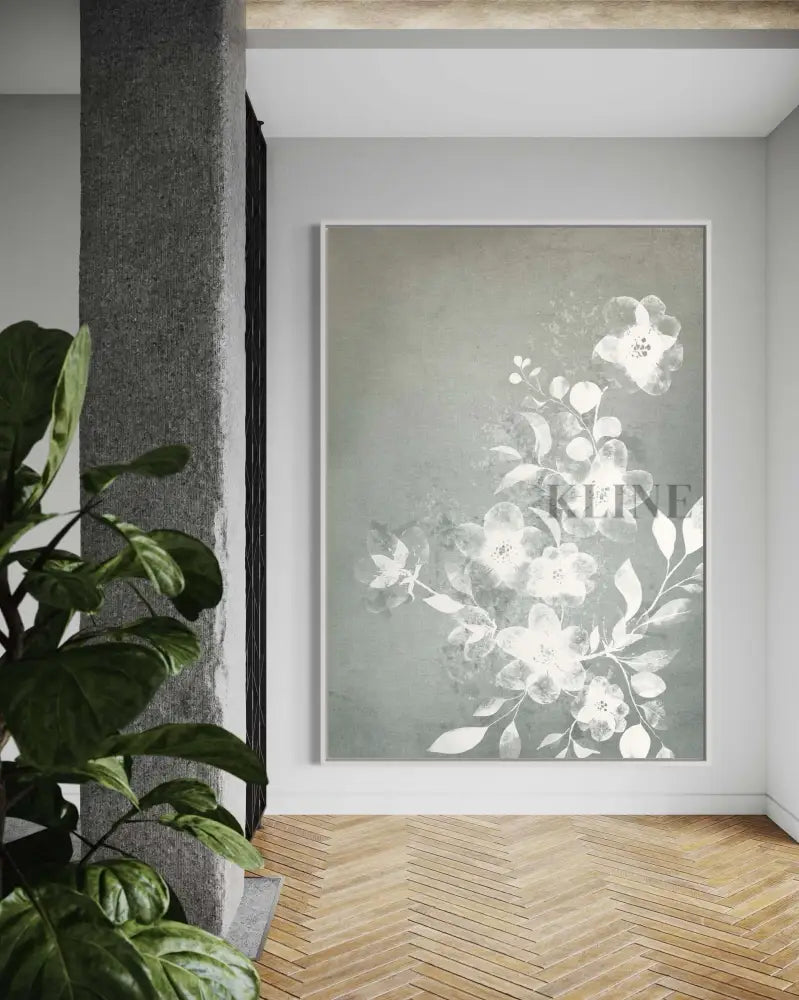 White and Blue Floral - Hand Painting