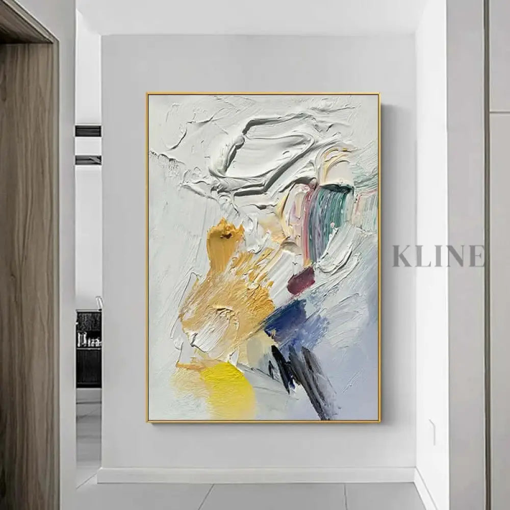 White and Multicolor Painting - Hand Painting لوحات فنية ولوحات جدارية عمودية