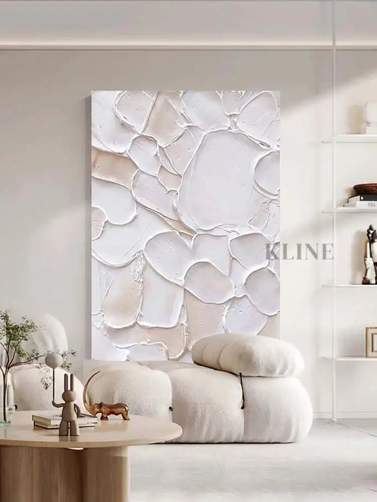 White and Pink Patches Style Textured Wall Art - Hand Painting