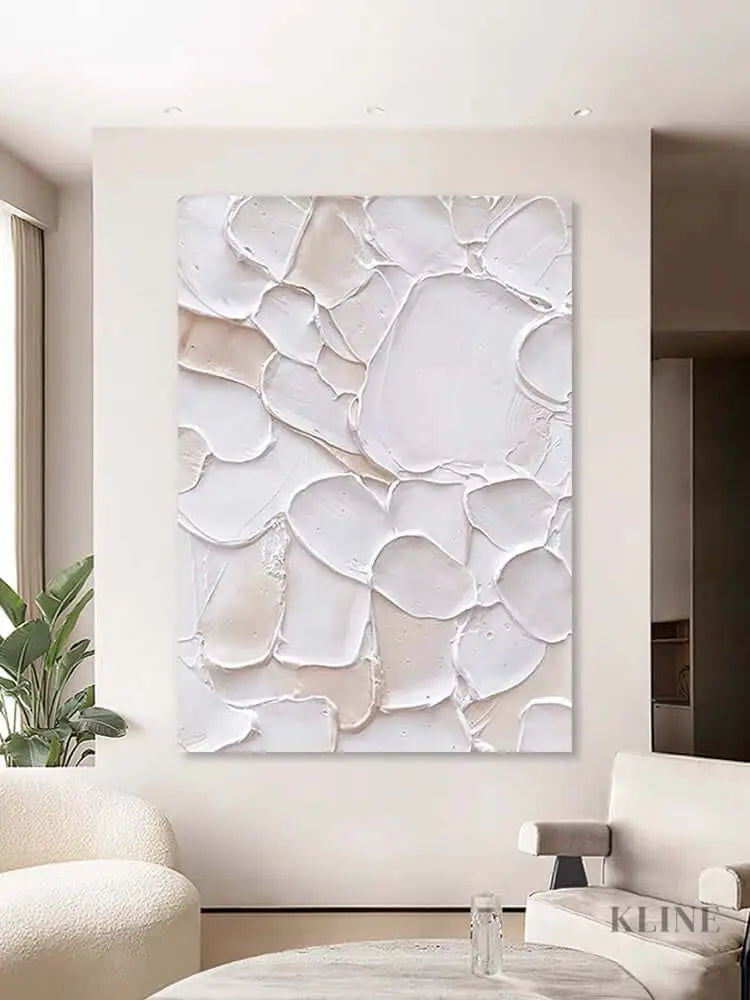 White and Pink Patches Style Textured Wall Art - Hand Painting