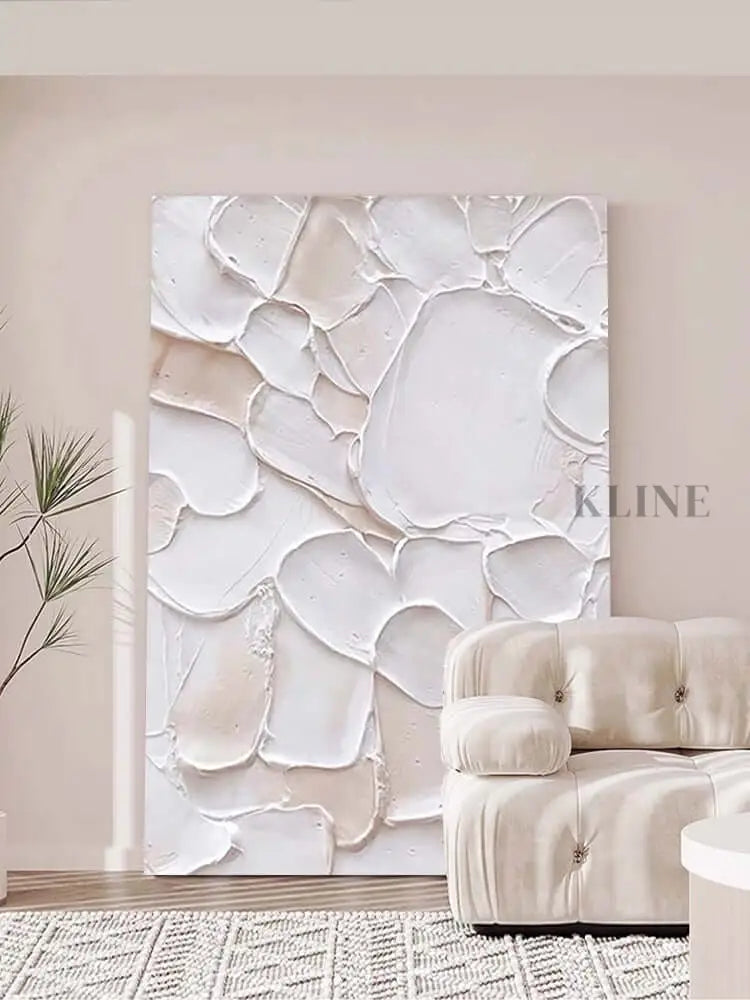White and Pink Patches Style Textured Wall Art - Hand Painting