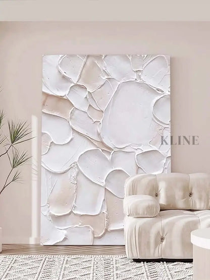 White and Pink Patches Style Textured Wall Art - Hand Painting