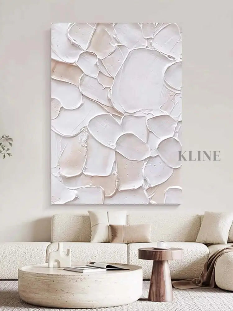White and Pink Patches Style Textured Wall Art - Hand Painting