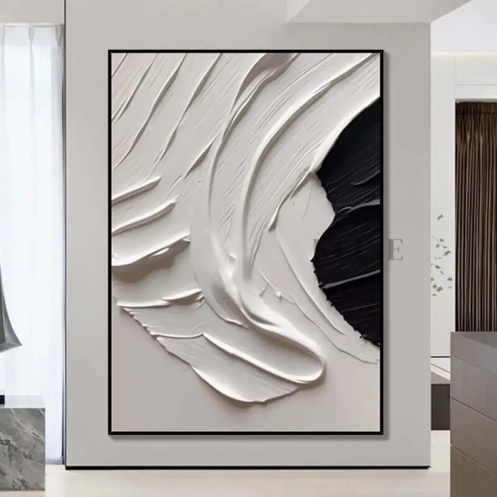 White Black Minimalism Textured Wall Art - Hand Painting Original Paintings for Sale