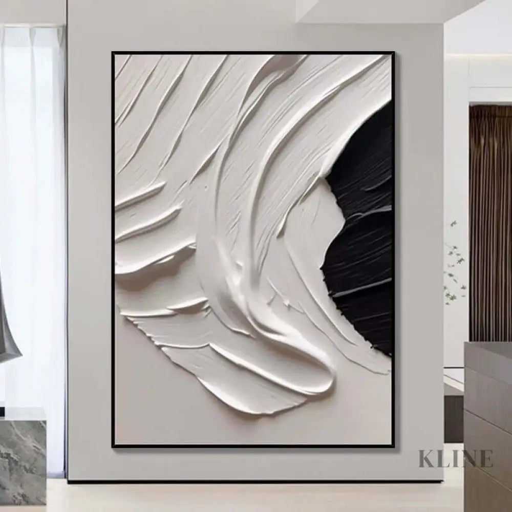 White Black Minimalism Textured Wall Art - Hand Painting