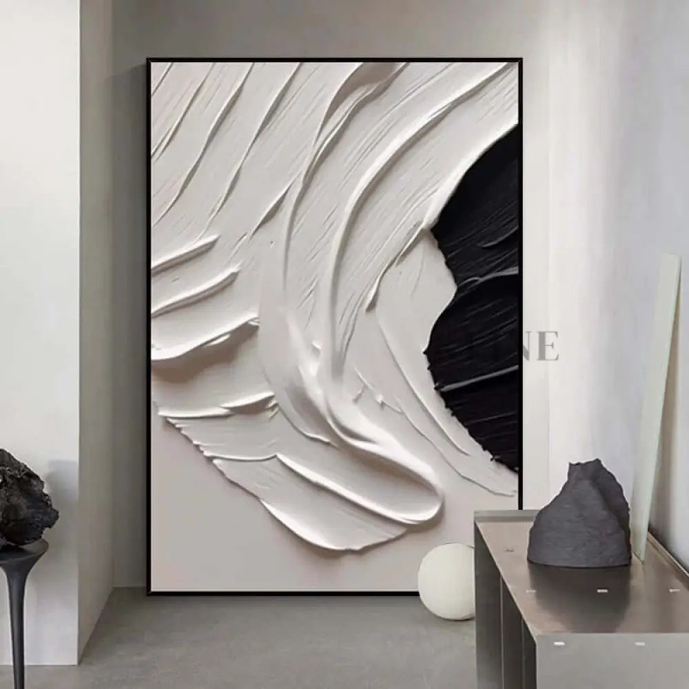 White Black Minimalism Textured Wall Art - Hand Painting Original Paintings for Sale