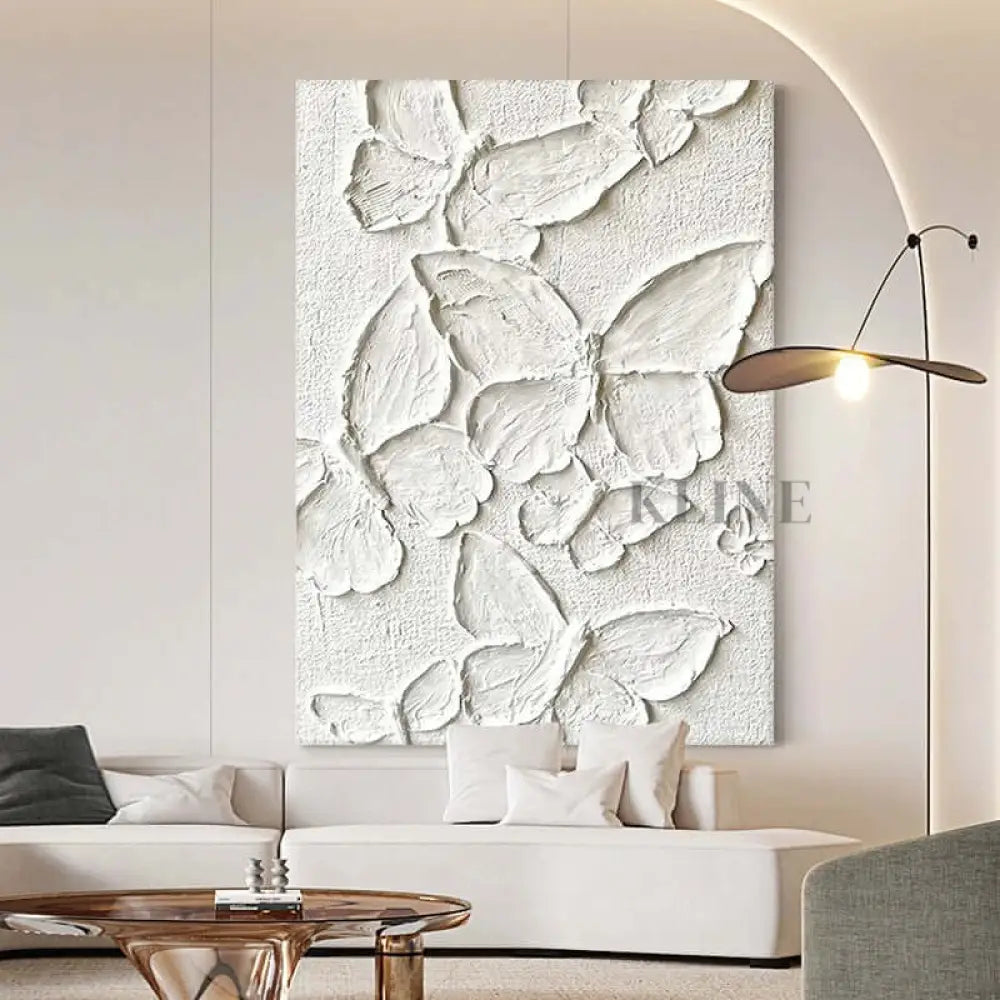 White Butterfly - Hand Painting Arte de la pared de la lona