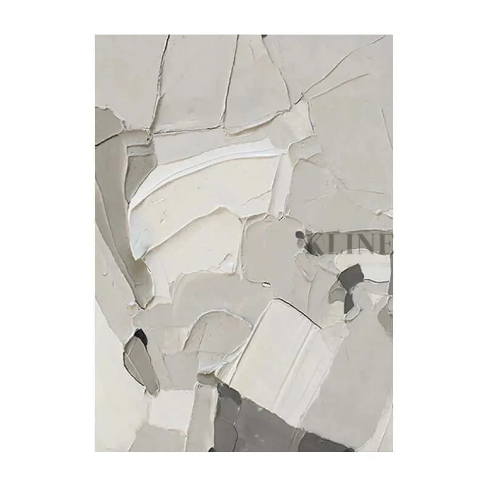 White Grey Minimalism Texture - Hand Painting キャンバスウォールアート