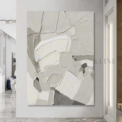 White Grey Minimalism Texture - Hand Painting