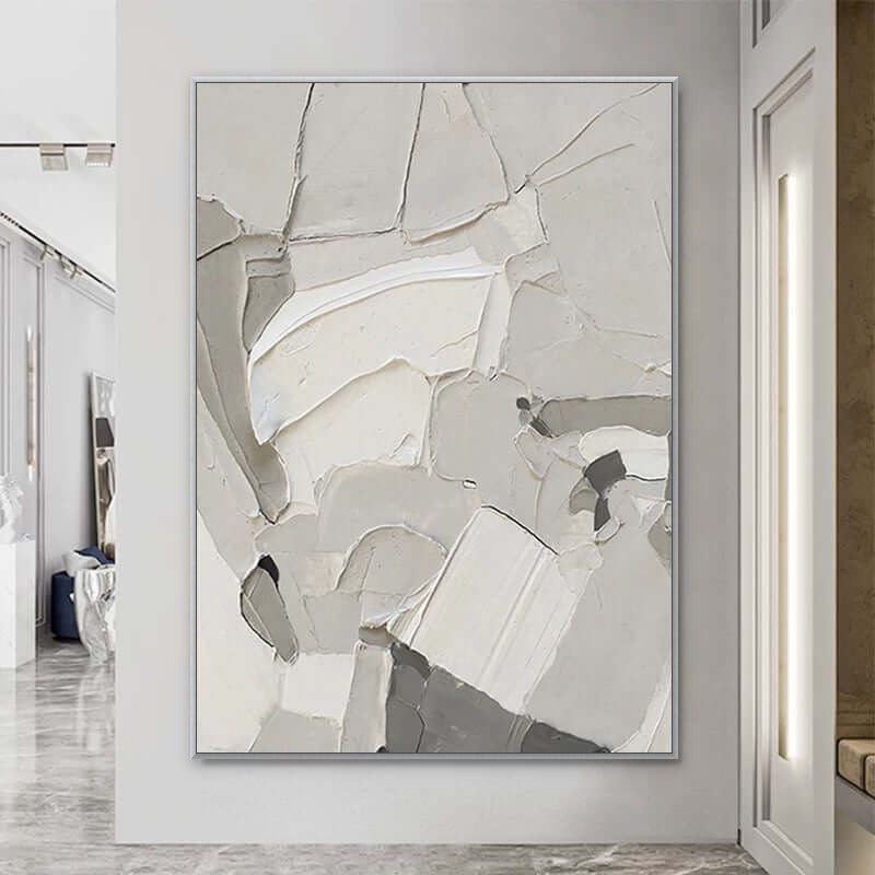 White Grey Minimalism Texture - Hand Painting Arte de pared blanco