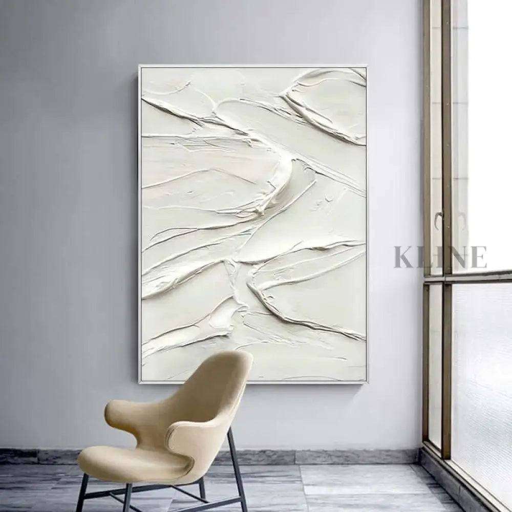 White Heavy Textured Painting - Hand Painting 