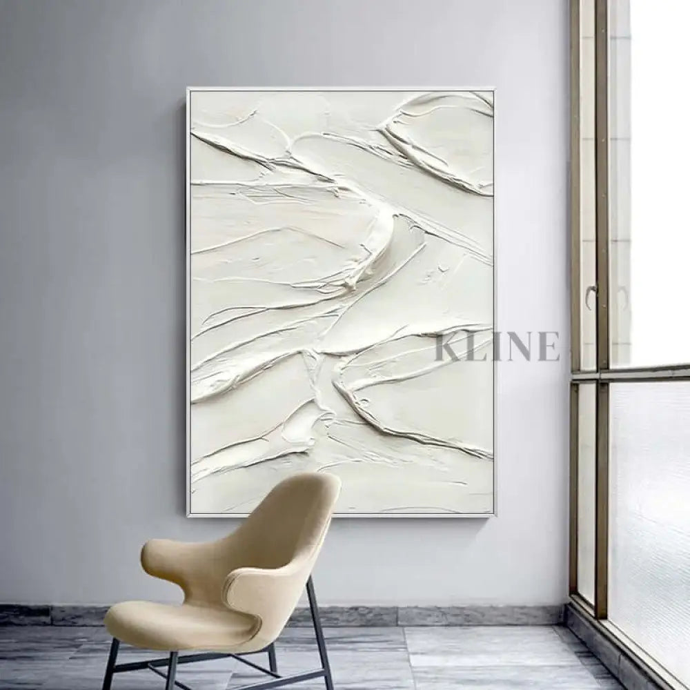 White Heavy Textured Painting - Hand Painting
