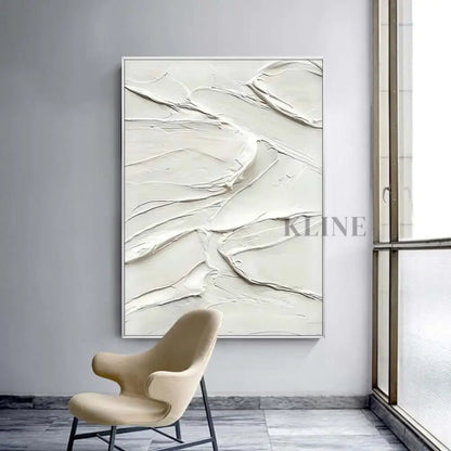 White Heavy Textured Painting - Hand Painting
