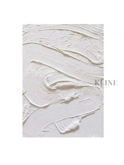 White textured oil painting featuring abstract brushstrokes showcasing minimalism and rich texture.